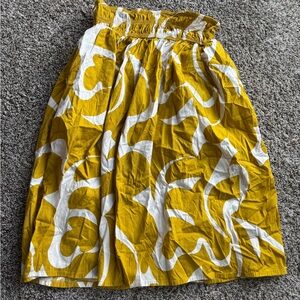 a new day Yellow & White Abstract Midi Skirt with Smocked Waist